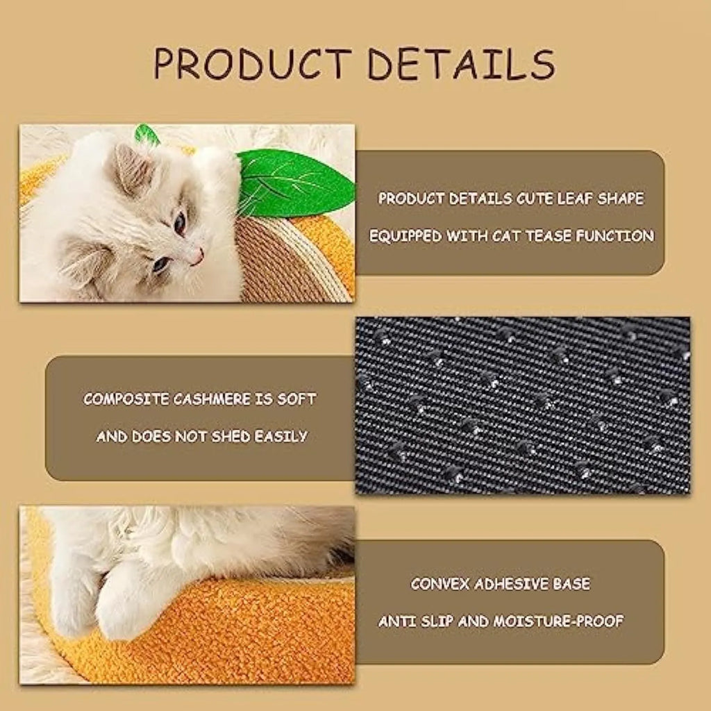 Orange round sisal cat scratching board and bed measuring 390mm diameter