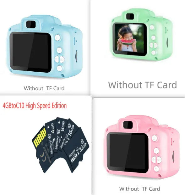 Children's HD digital waterproof camera in blue with 2.3 inch screen and compact design