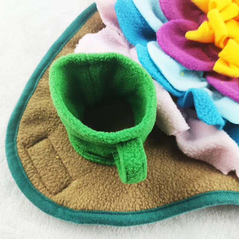 Pet snuffle mat for dogs interactive feed game sunflower suction cups 50x50cm fleece on floor