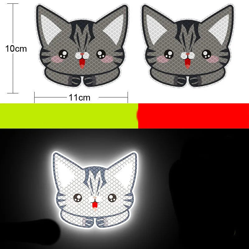 Pair of reflective warning stickers with diamond film for vehicles, approximately 9 by 5 cm