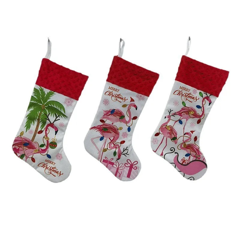 Cloth Christmas stocking decoration measuring 46x28cm in American holiday style