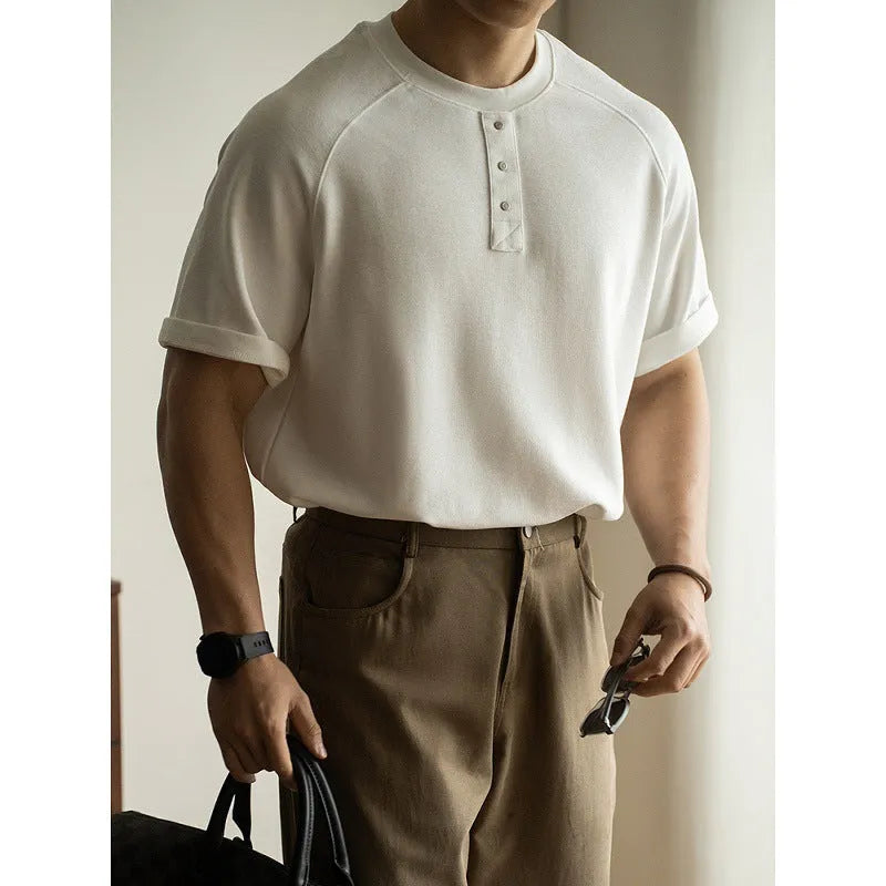 Women's loose casual top with raglan sleeves in terry texture fabric
