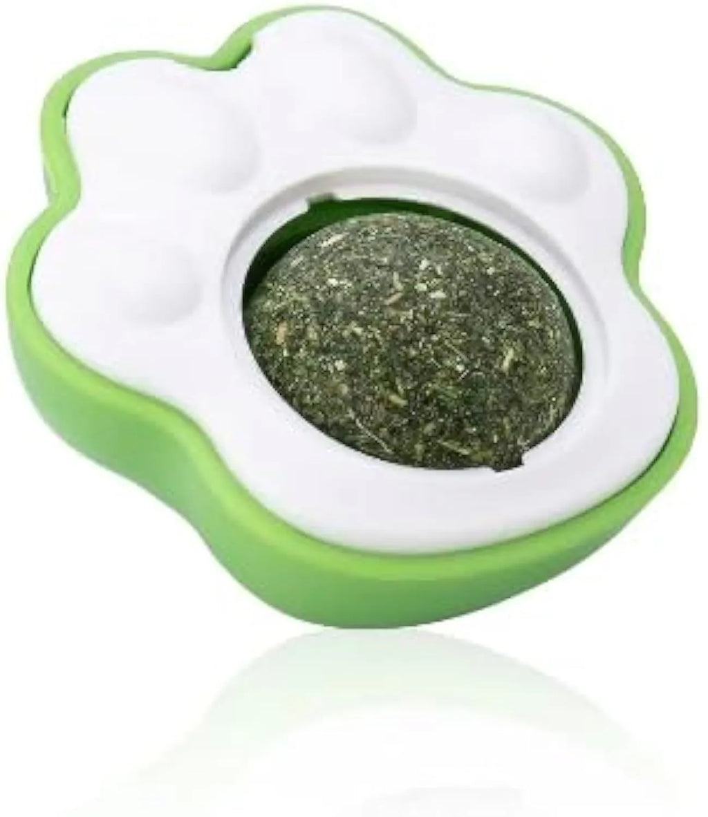 Colourful edible vine catnip ball toy for cats in blue green or pink for dental cleaning