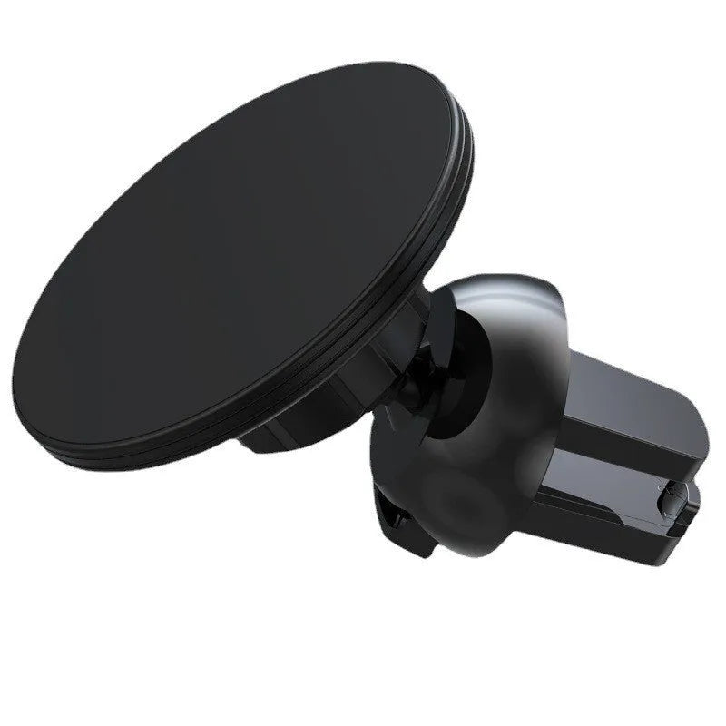 Black aluminium alloy magnetic car air vent mobile phone holder showing 360° rotation