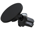Black aluminium alloy magnetic car air vent mobile phone holder showing 360° rotation