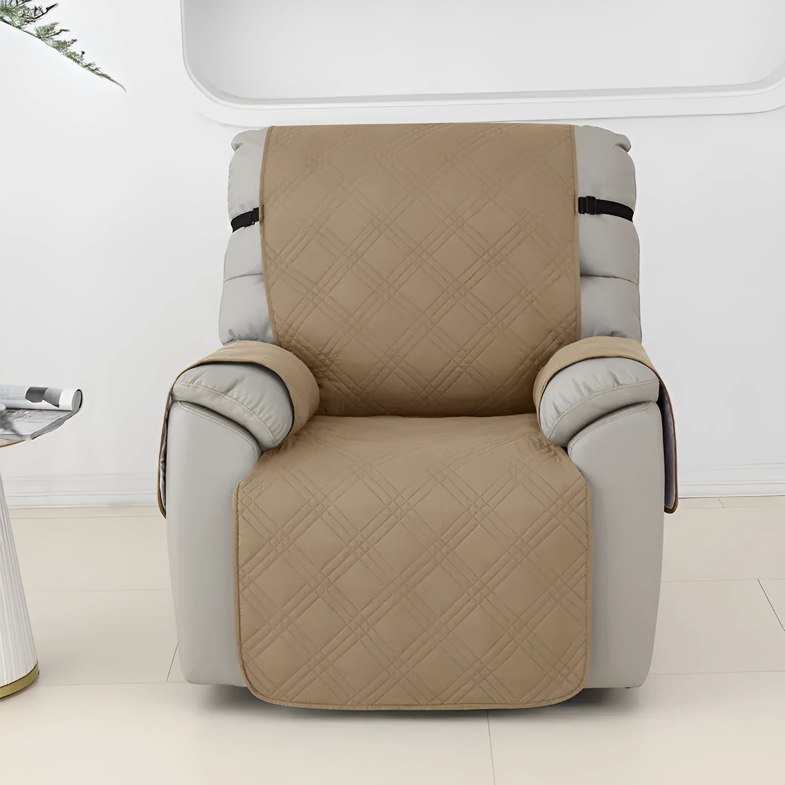 Quilted waterproof sofa cover for Chivas massage chair in burgundy colour, American country style
