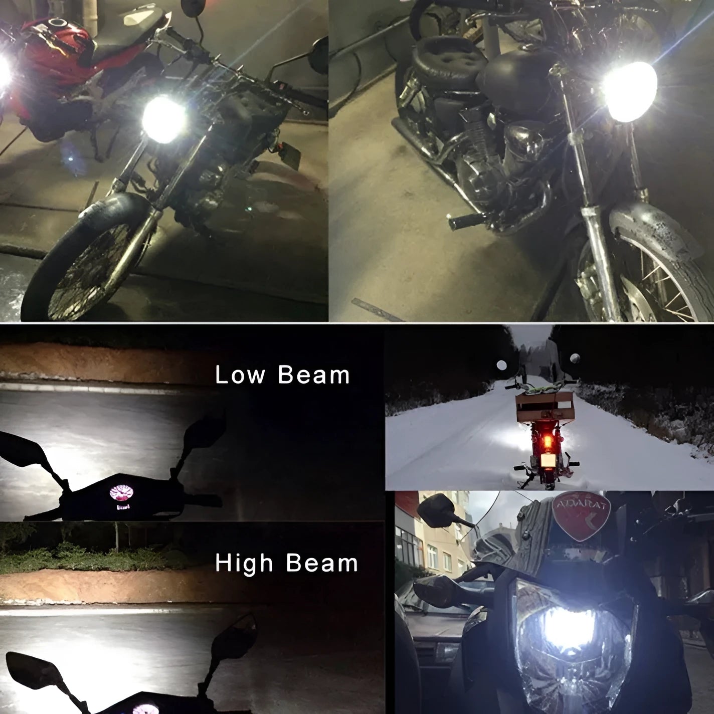 Motorcycle LED headlight with aluminium housing and white light output