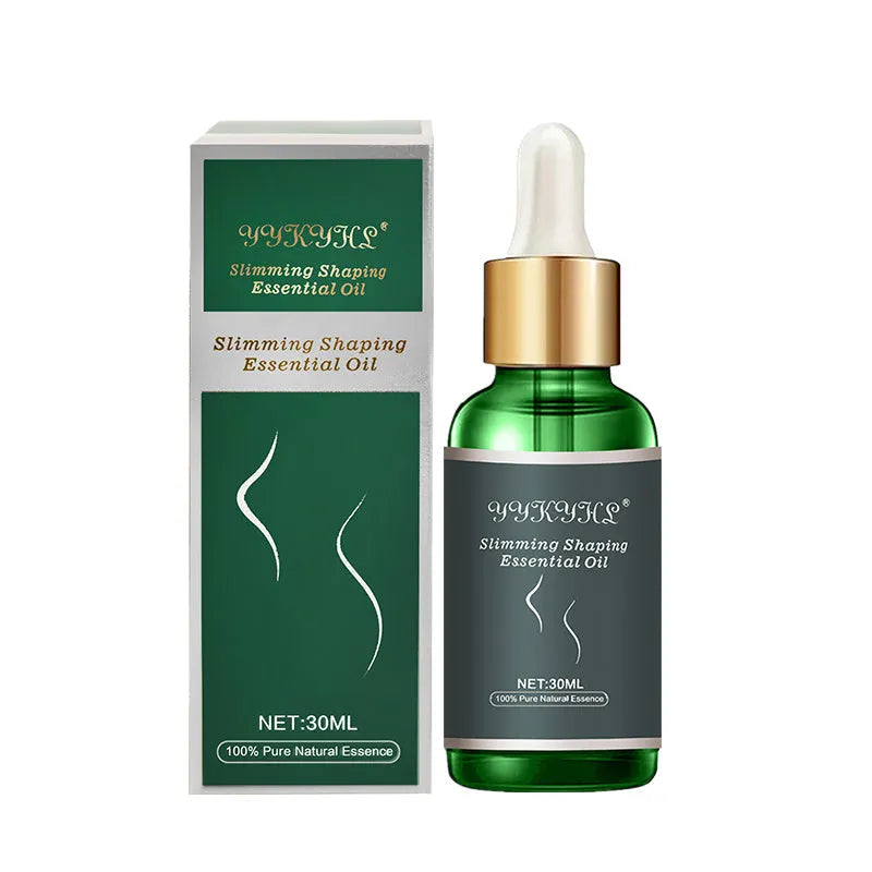 Green bottle of body essential oil with grape seed extract, 30ml, for waist and leg sculpting