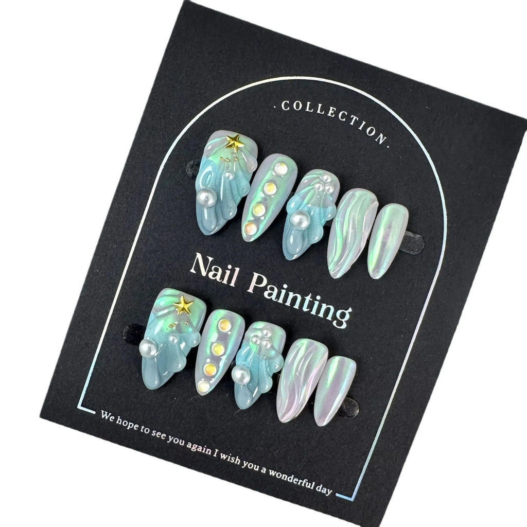 HAILANG blue plastic nail tips in XS, S, M, L sizes for temporary nail wear