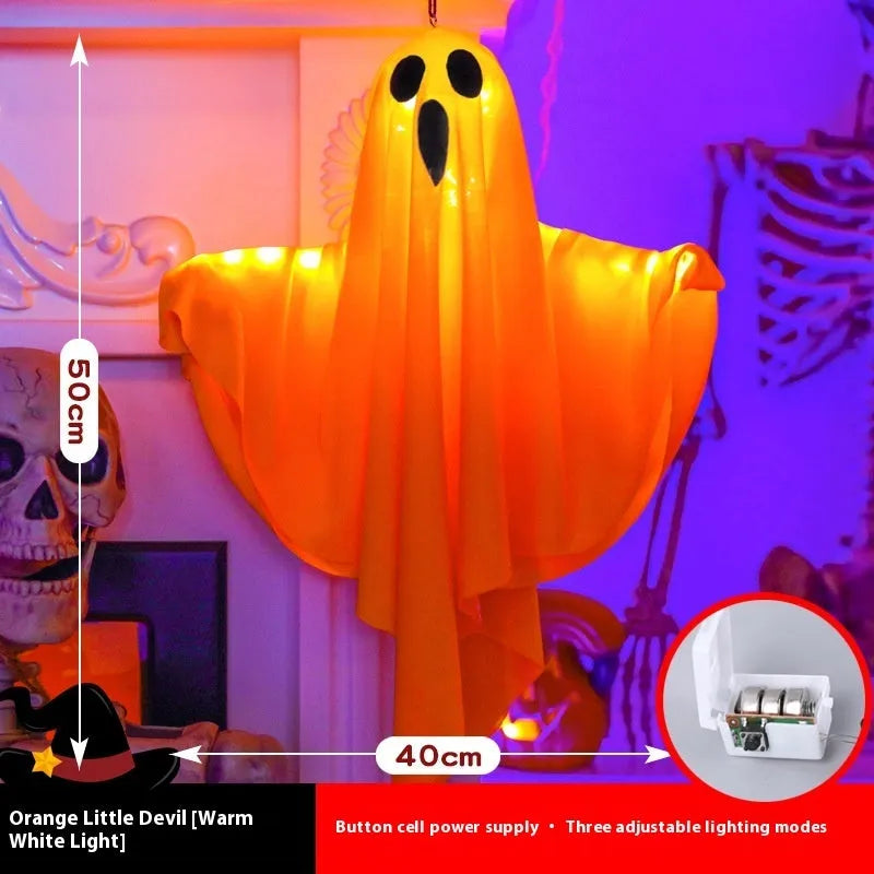 Halloween ghost light decoration with cloth covering in luminous white or orange colour options