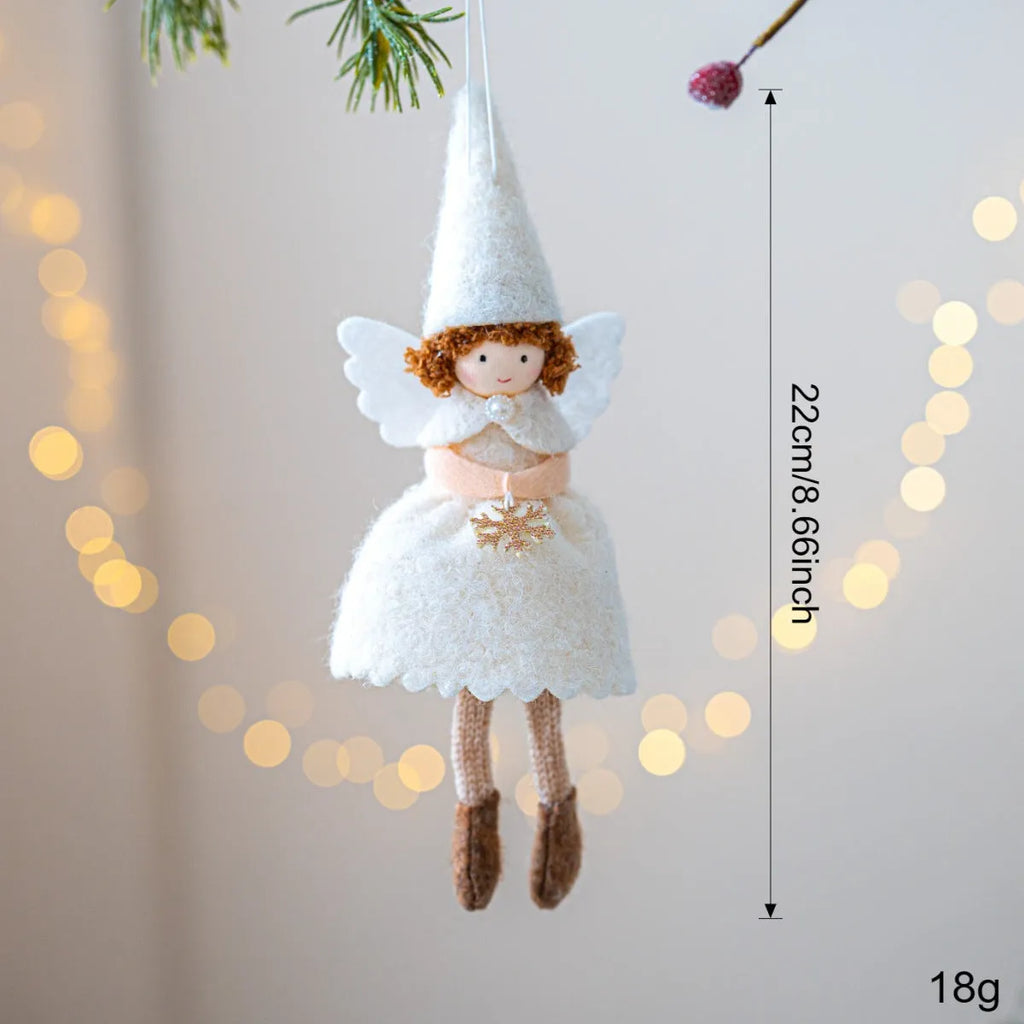 Christmas angel skirt felt pendant ornament in white or pink cloth with plush figure