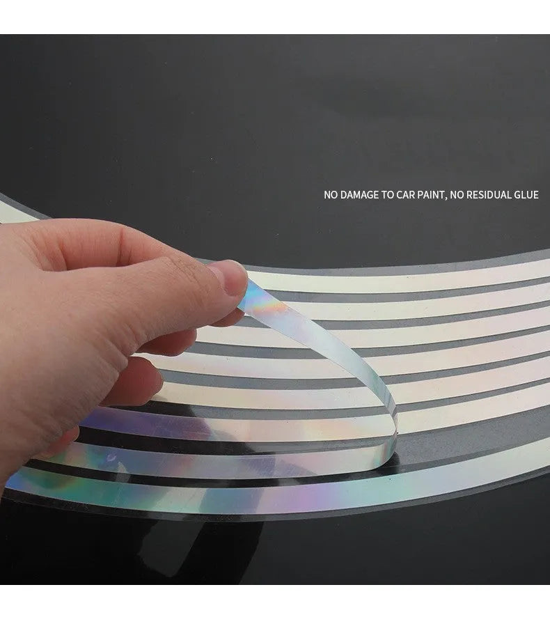 Pack of 16 reflective waterproof stickers for car and motorcycle wheel hubs in 0.8cm width