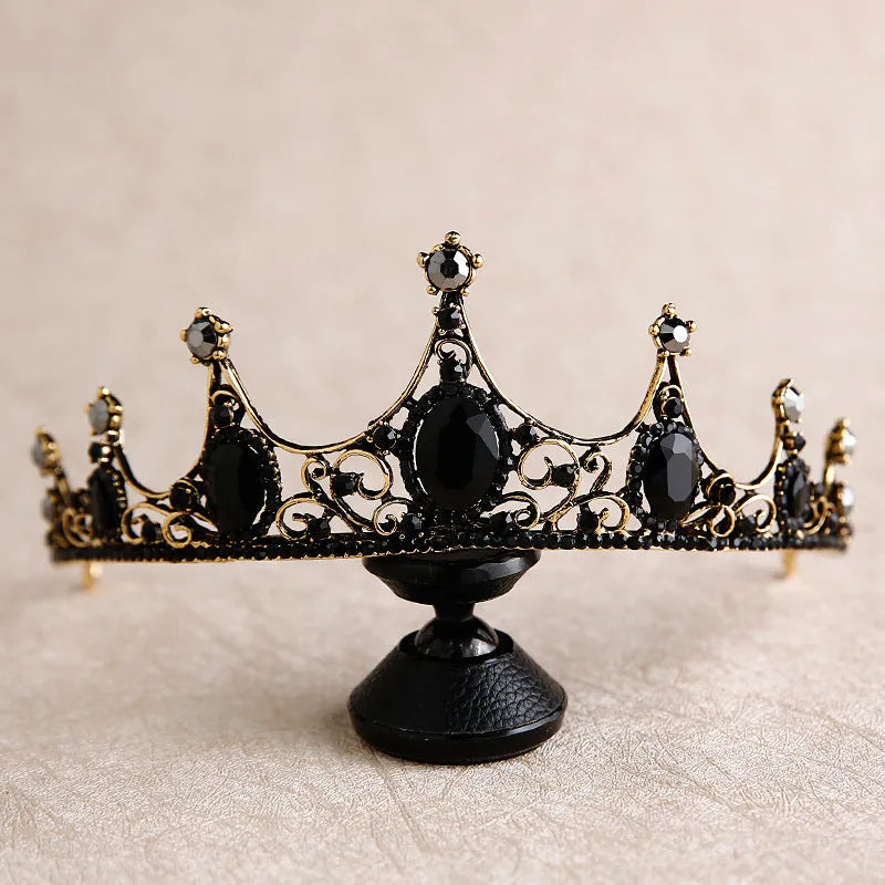 Baroque black alloy crown bridal headdress with electroplating 14x5x23cm
