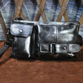 Men's vegetable tanned cowhide leather chest bag crossbody in Dark Crazy Horse colour