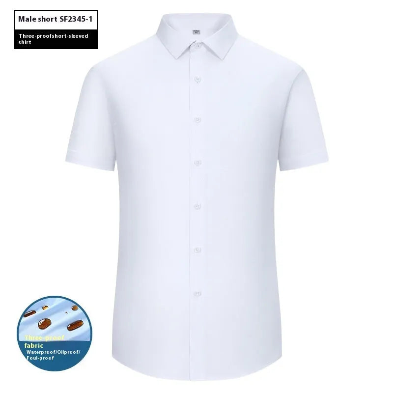 Men's slim fit bamboo fibre business shirt in solid colour with square collar.
