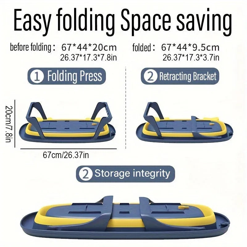 Blue foldable PVC pet tub for small cats and dogs showing portable design