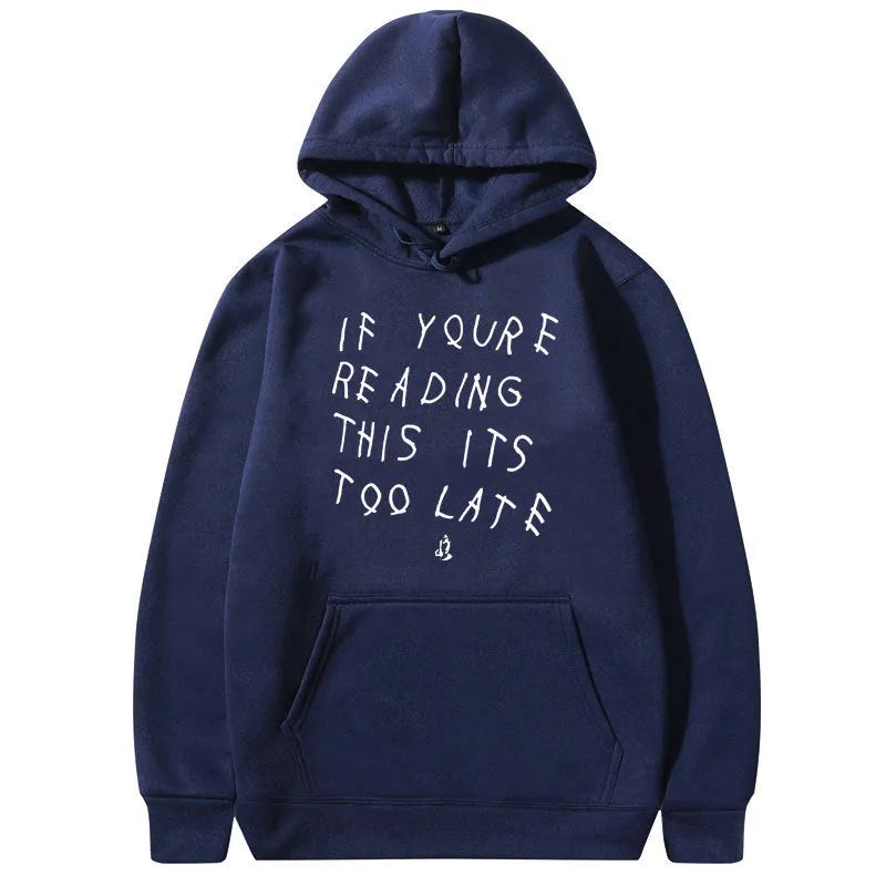 Letter print hoodie for men and women in polyester fibre, side seam pockets, pullover style, available in multiple colours