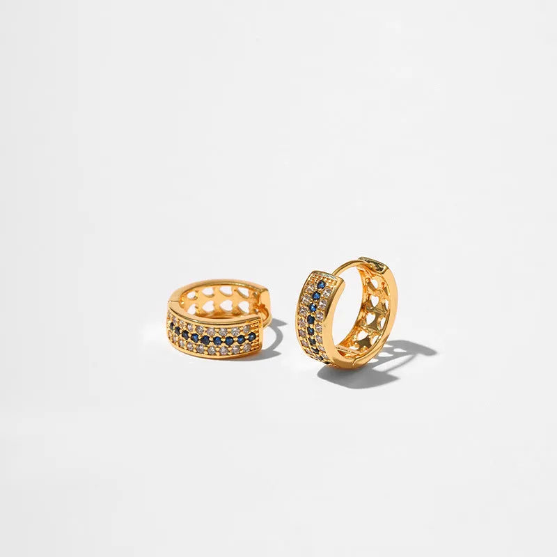 Women's geometric round copper earrings with 18K electroplated finish in KE1268 colour