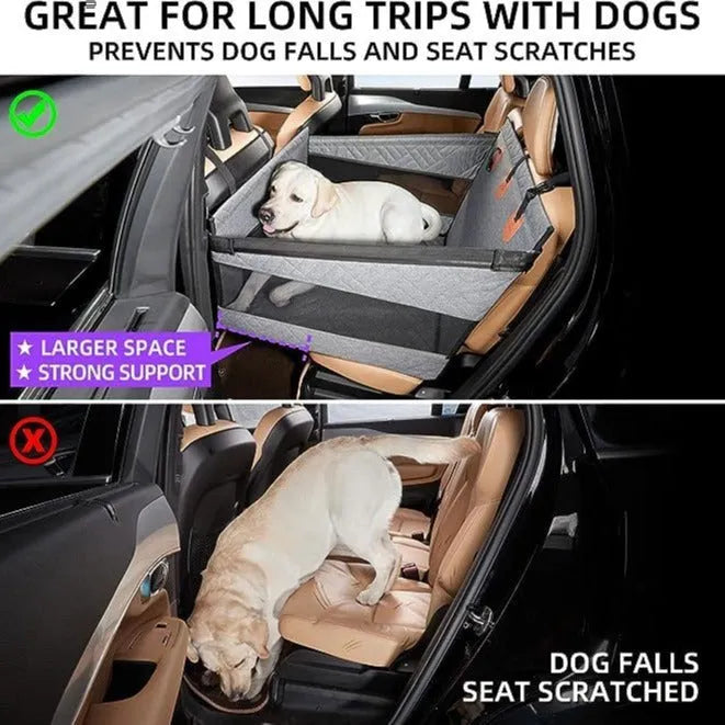 Grey reversible water resistant dog bed measuring 56x56x40cm for car and home use