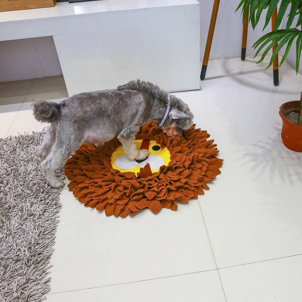 Brown pet sniffing pad with textured surface measuring 33cm by 25cm for dog and cat enrichment games