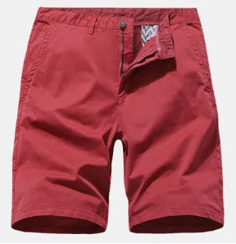 Men's printed denim shorts with elastic waist in straight leg cut