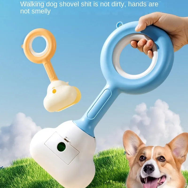 White blue pet pooper scooper with cloud shape jaw design for dog and cat waste cleanup