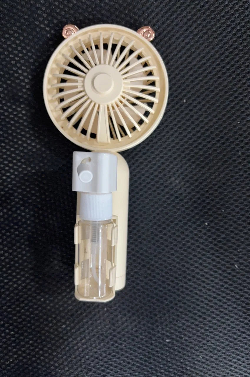 Personalised plastic USB desk fan in apricot colour with 20cm dimensions