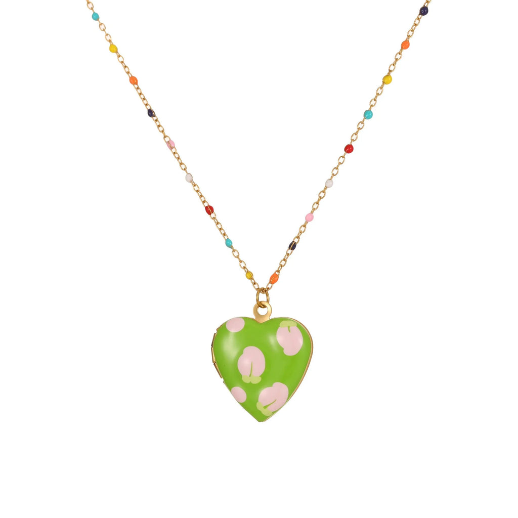 Stainless steel fruit pendant necklace with 18K gold plating and adjustable 41-50cm chain