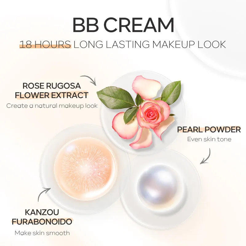 Natural Makeup BB Cream 30ml tube with nine shade swatches from Ivory White to Brown