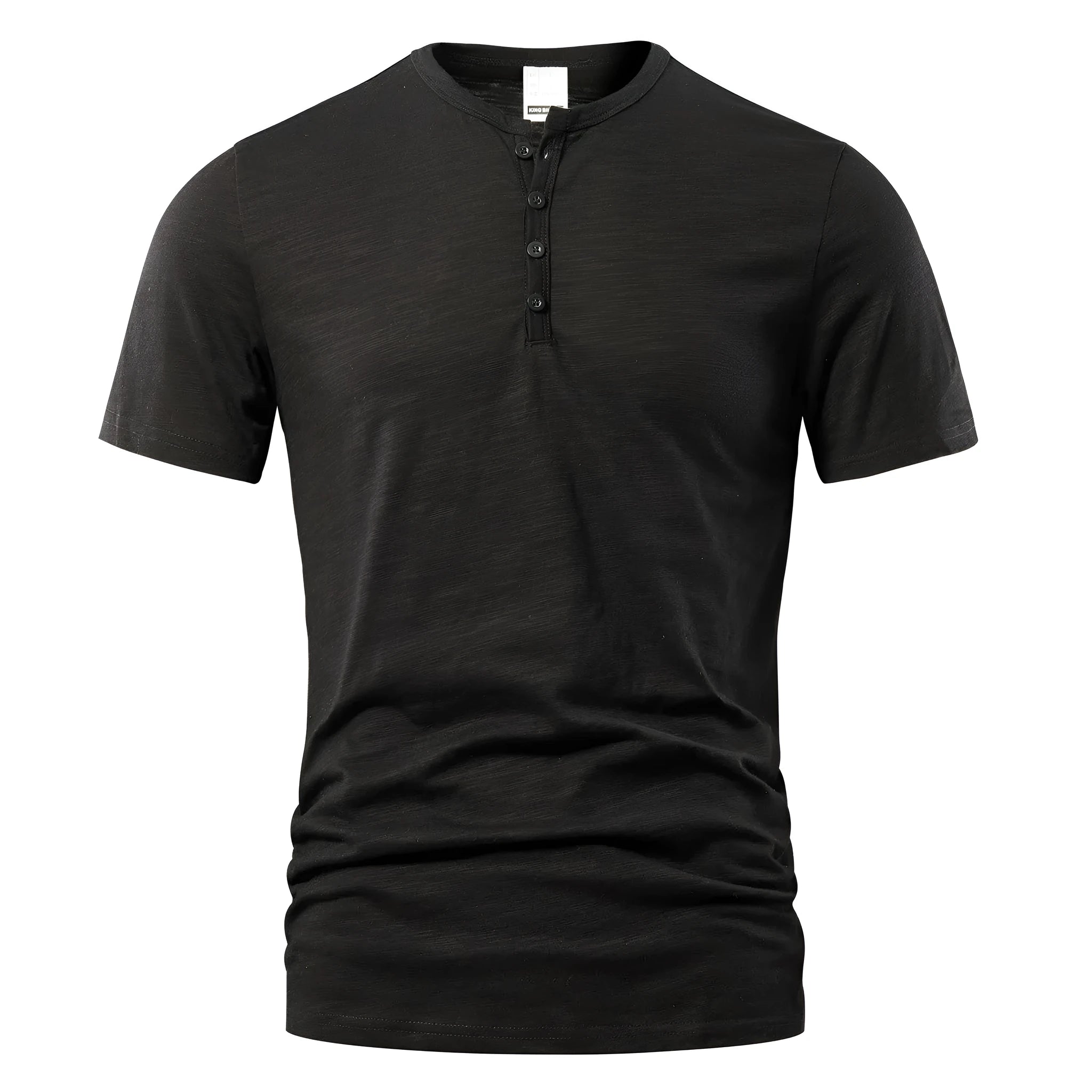 Men's slub cotton short sleeve t-shirt in a solid colour on a hanger