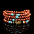Golden star stone bracelet with 108 nugget sand beads showing fu character and multi-circle design