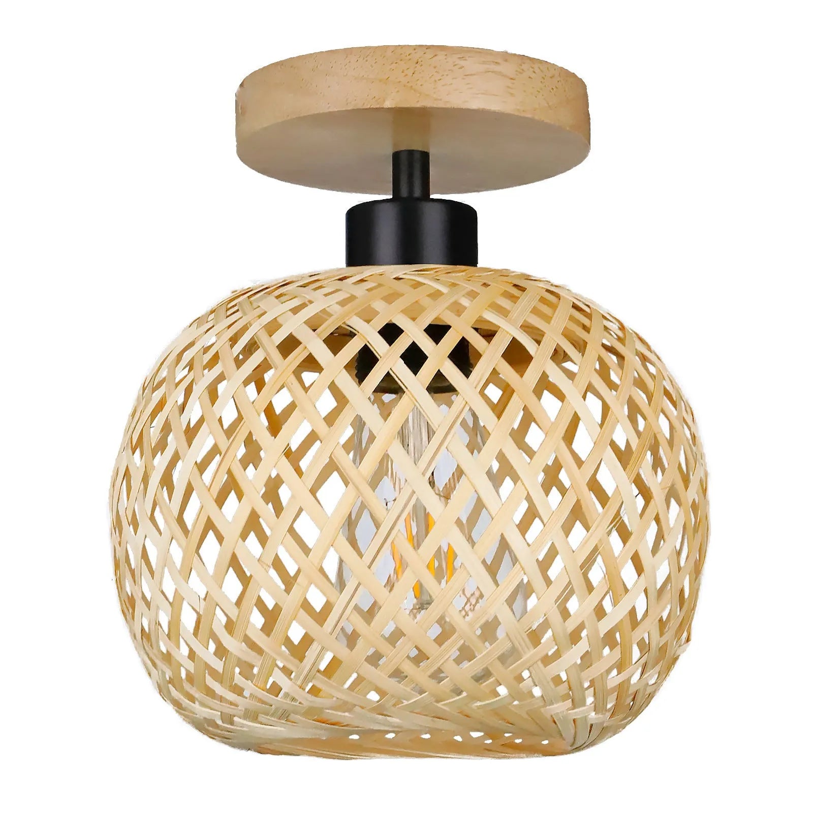 Japanese-style natural bamboo ceiling lamp in a wood colour finish for corridors and hallways.