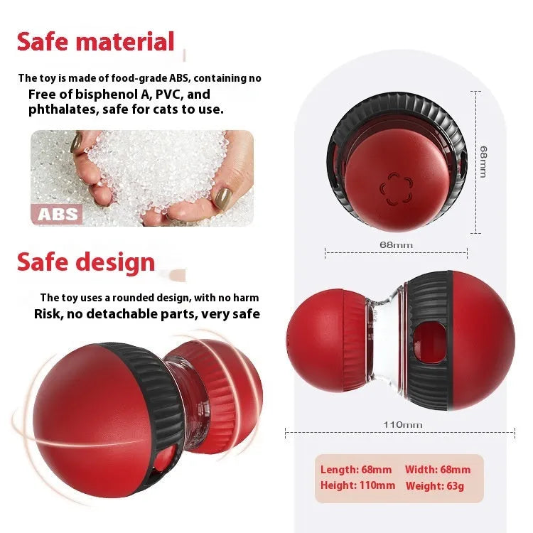 Rotating plastic cat toy with sound and food dropping function measuring 155mm