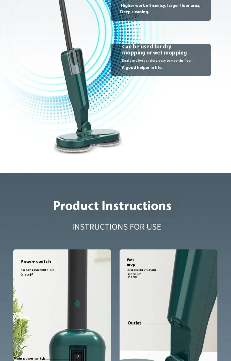 Wireless floor cleaning robot in S5 Green colour with USB charging port and water tank