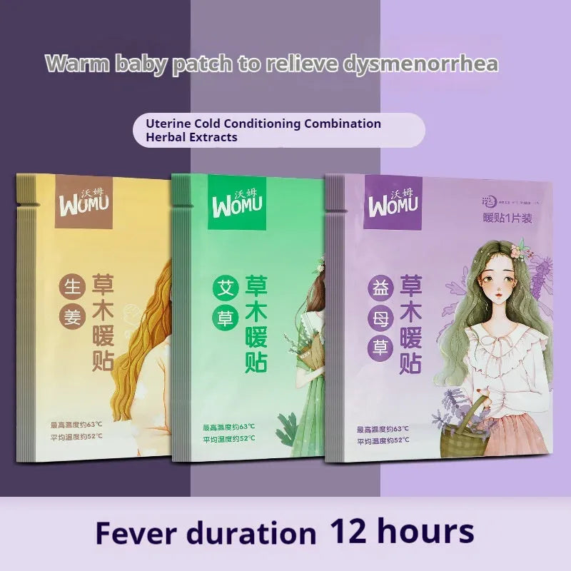 Self-heating argy wormwood warming plaster for menstrual comfort with adhesive backing