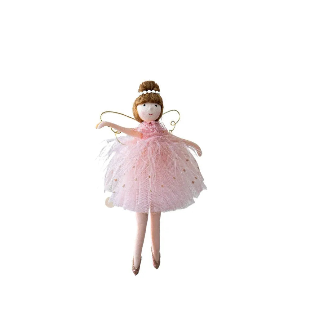 Pink ballet girl angel plush doll with hanging loop for decoration