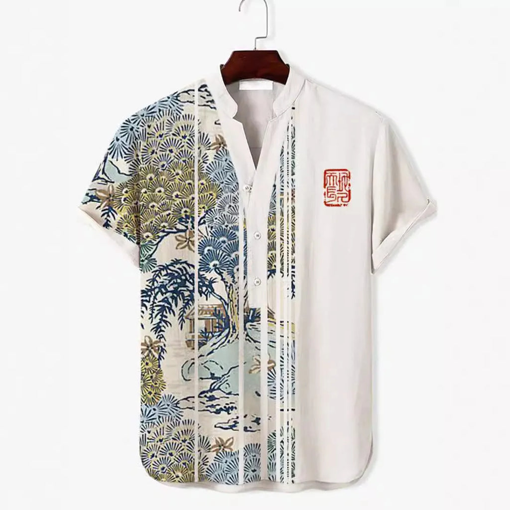 3D digital animal style short sleeve shirt on a hanger, showing graphic print detail.