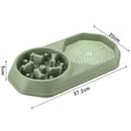 Blue interactive slow feeder dog bowl with maze pattern for anti-gulping, shown with four non-slip pads.