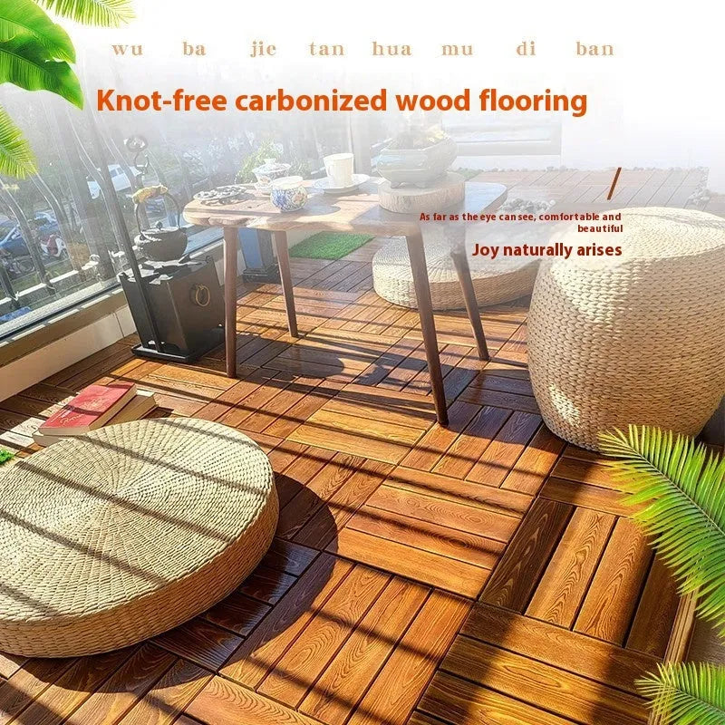 30cm square camphor pine wood flooring tile with brush wax oil or brushed durable finish