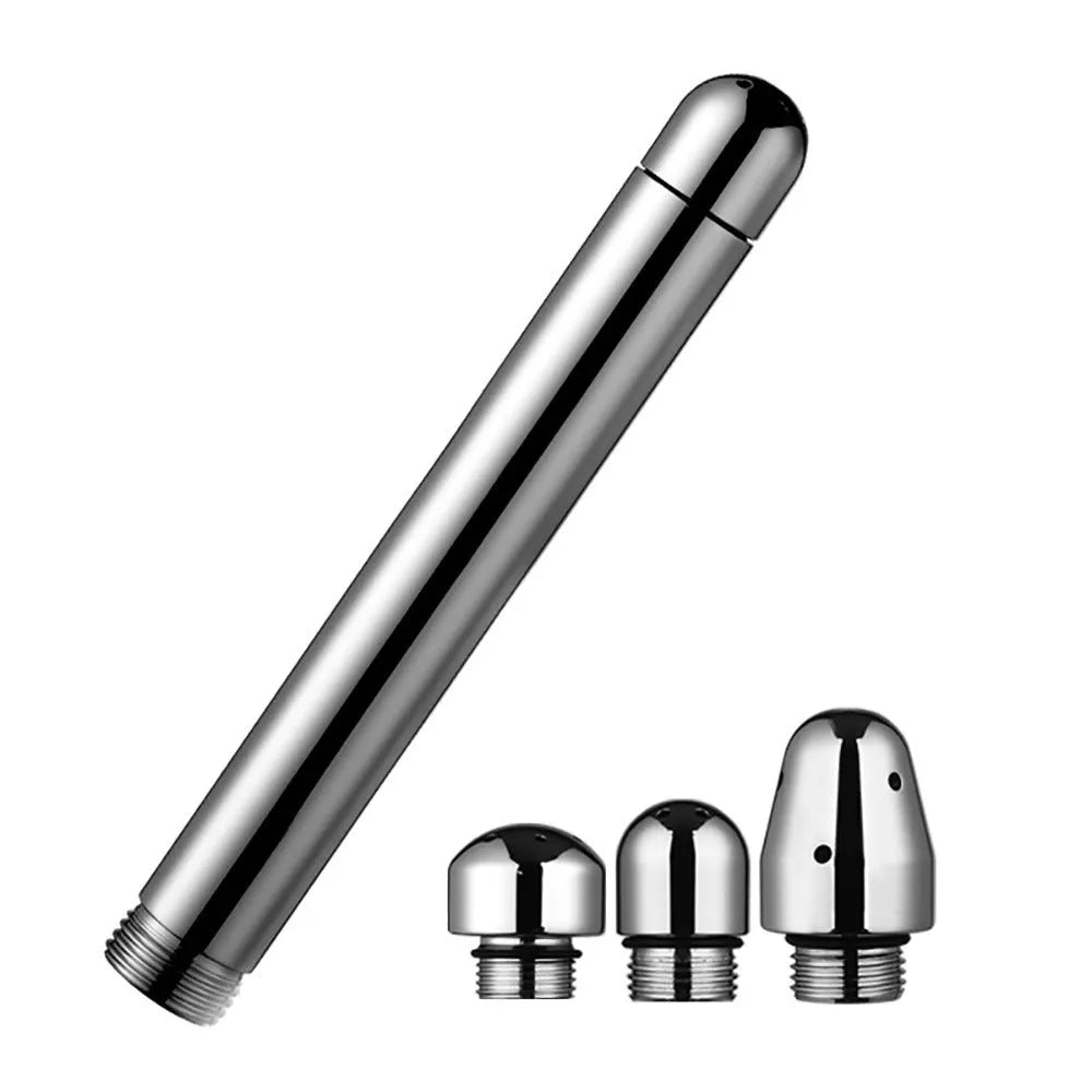 Three-head metal enema vaginal cleaning flusher with flannel bag in space aluminium alloy