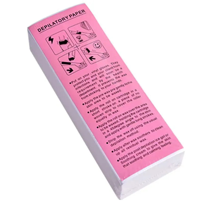 Non-woven fabric hair removal wax paper strips in 50 or 100 piece packaging