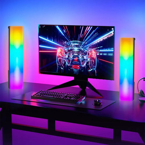 3D RGB voice-activated ambiance lamp with cross-border shell design on tabletop