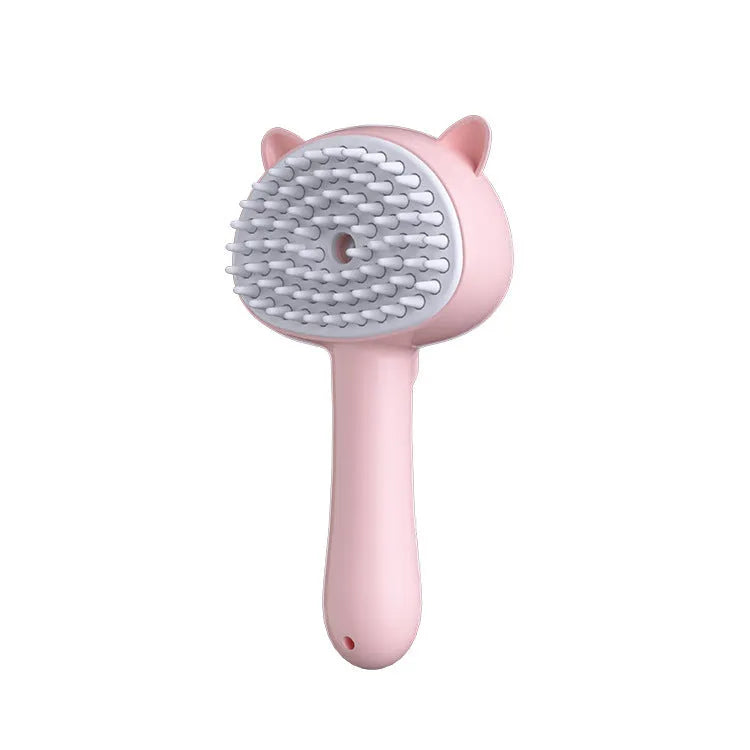 Rechargeable cat grooming brush with mist, self-cleaning slicker brush, ergonomic ABS TPR silicone, 18x9.5x5cm, available in blue pink yellow