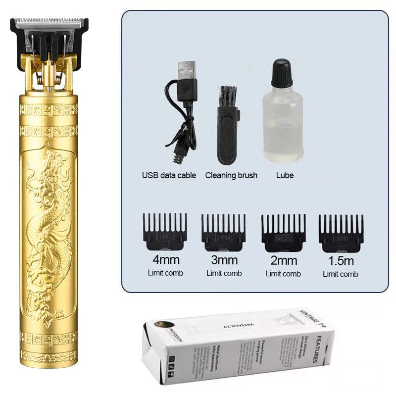 Rechargeable electric hair clipper with plastic body and washable blade in black finish