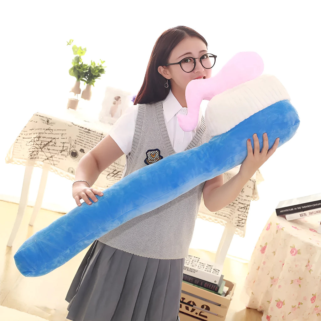 90cm cartoon toothbrush plush pillow toy in four colours for photo props and youth decor