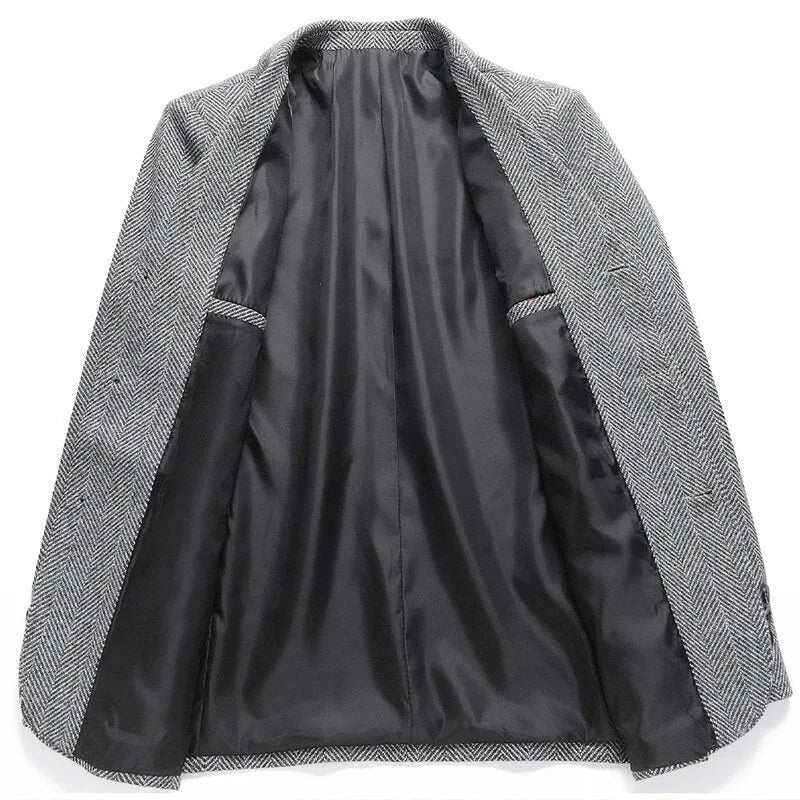 Men's loose fit casual coat in black, khaki, grey, or dark blue for spring and autumn