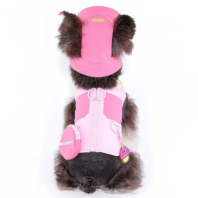 Pink polyester pet vest harness for small breed dogs including Bichon Frise, Teddy and Schnauzer puppies