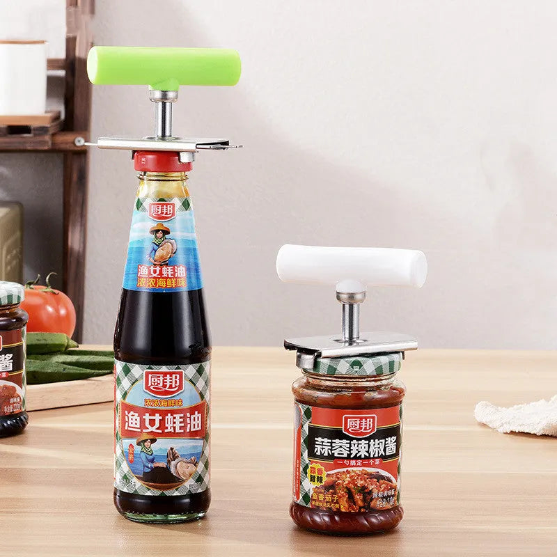 Adjustable jar opener stainless steel with collapsible body, white colour, 8.5x6 cm compact kitchen tool