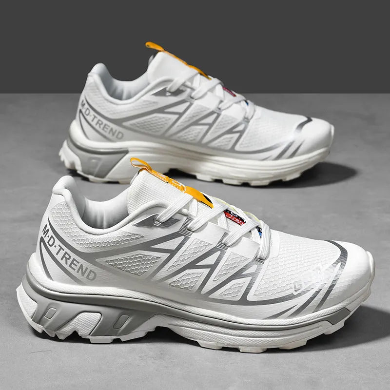Low-top hiking shoes with artificial leather upper, mesh lining, and rubber sole in multiple colour options