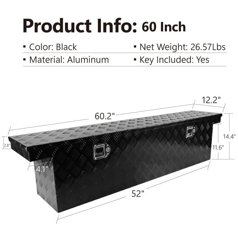 Black 26-inch aluminium alloy toolbox with lockable T Casting Box design.